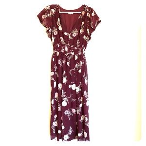 Max Studio floral crepe dress with flutter sleeve